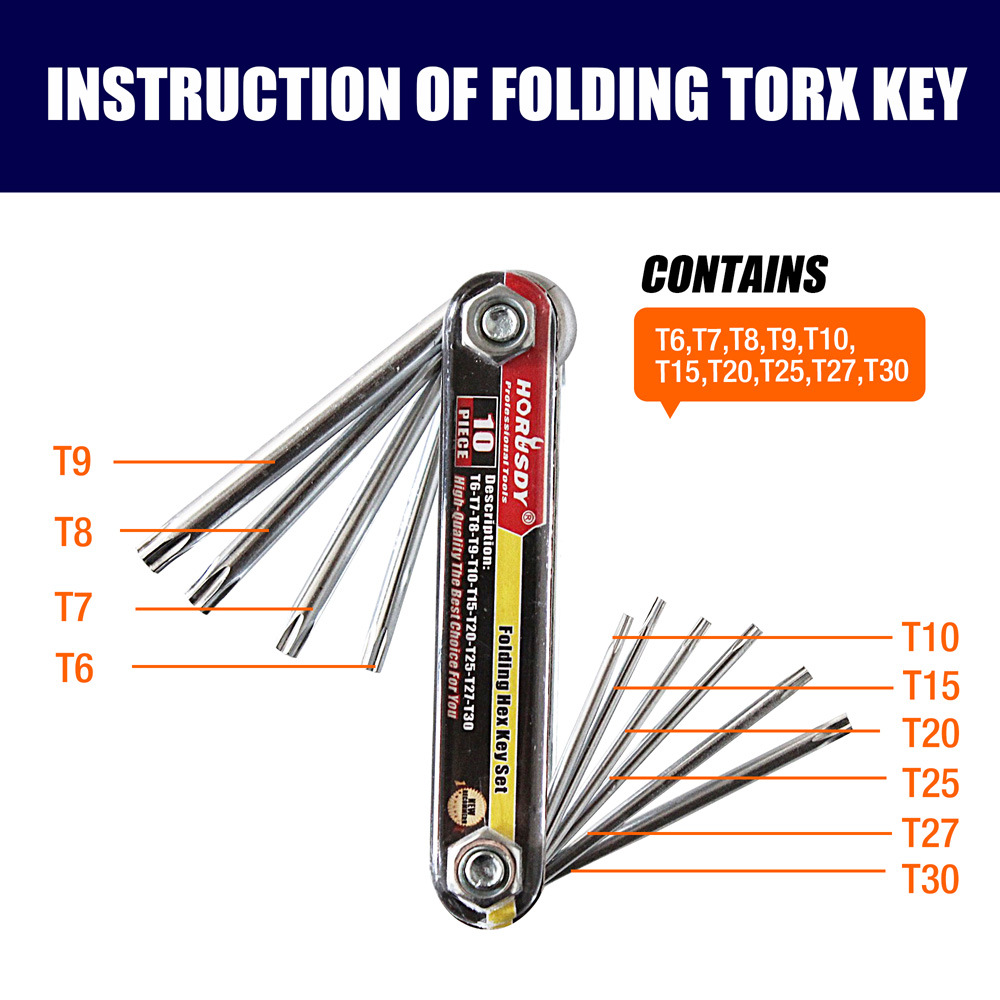 10PCS Folding hex Socket wrench set, metric and imperial star hex Socket screwdriver, metric Amazon details Picture