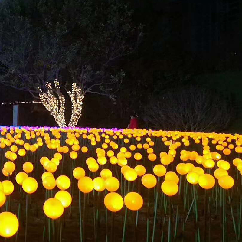 led luminous reed ball lights, waterproof ground insertion lights, landscape lights, outdoor lighting projects, seven-color ball lawn lights details Picture