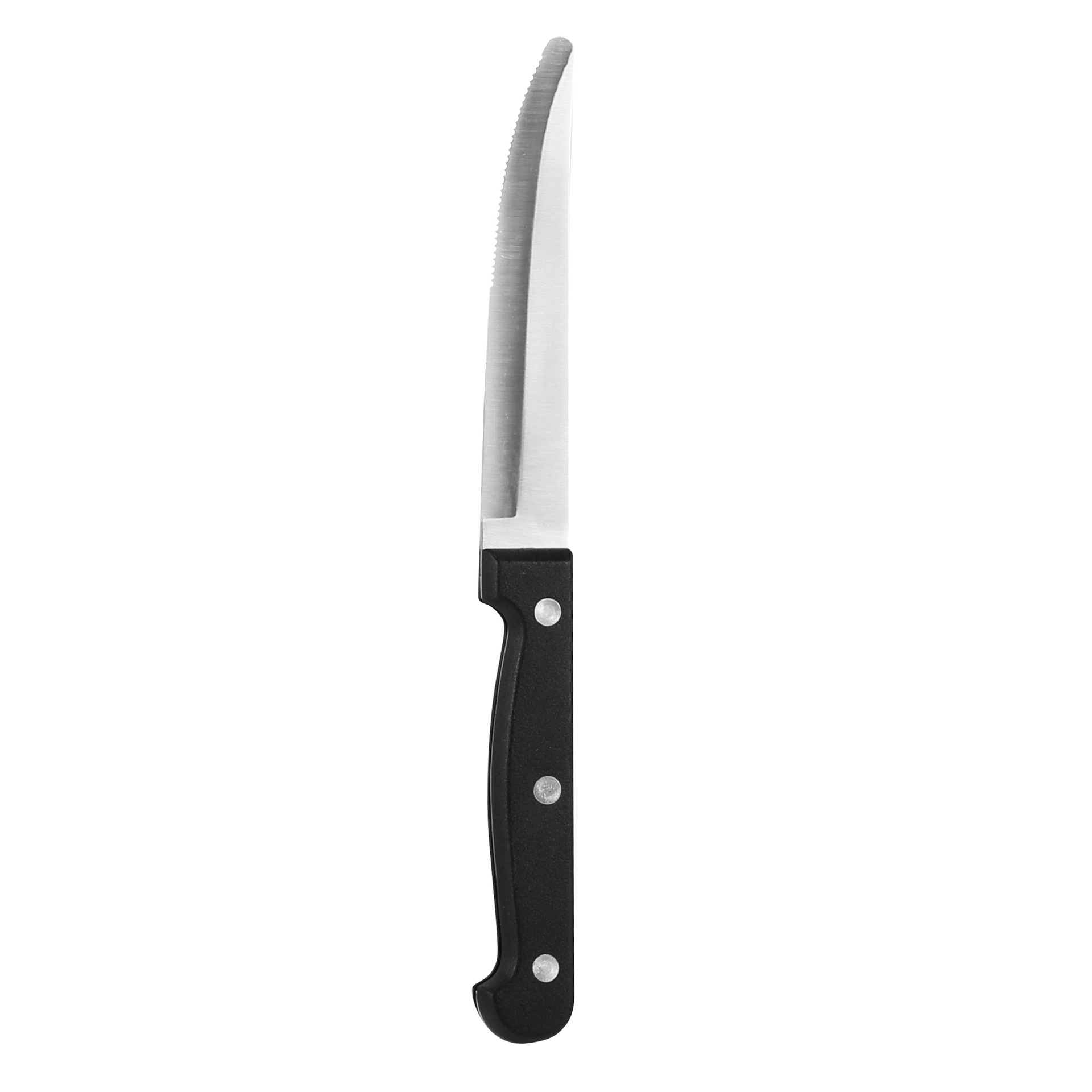 In-stock cross-border kitchenware, stainless steel steak and Western tableware, black plastic handle, PP steak knife 6-piece set Item Picture