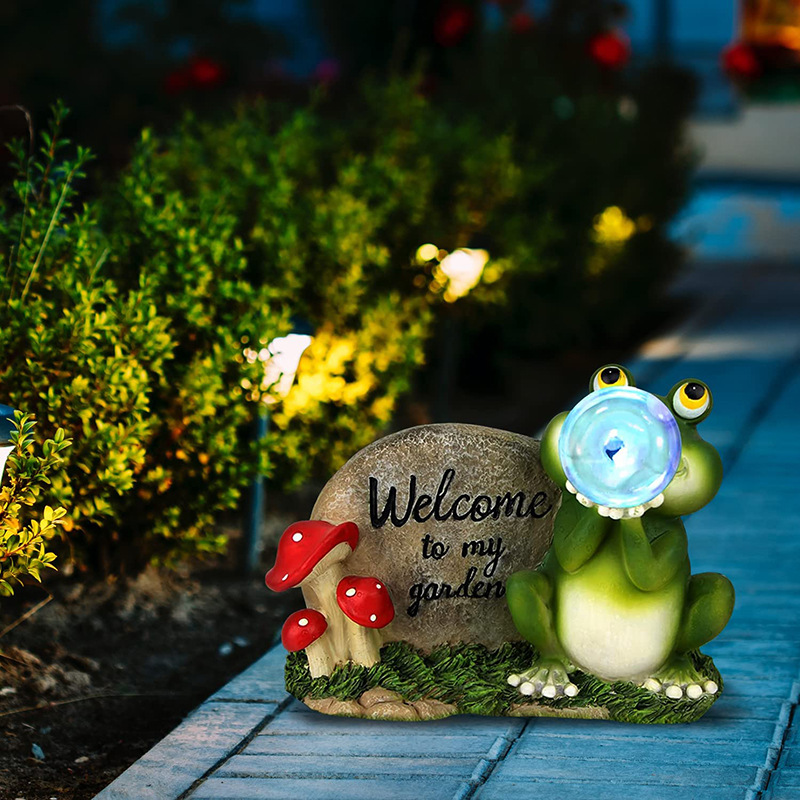Amazon solar statues, garden frogs, resin statues, handicrafts, ornaments, garden courtyard landscape, decorative lights Specification drawing