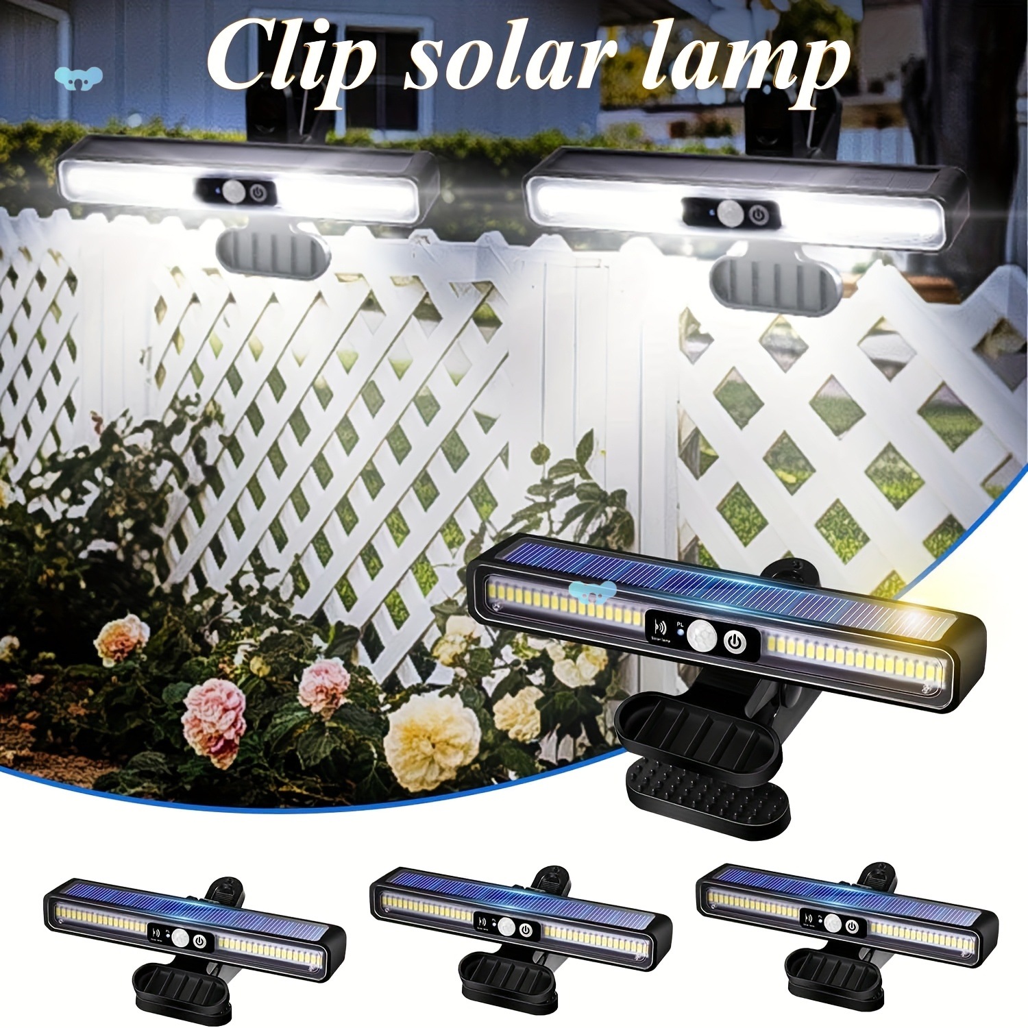 1/2/4 Pack Clip On Outdoor Solar Motion Light With 2 full figure