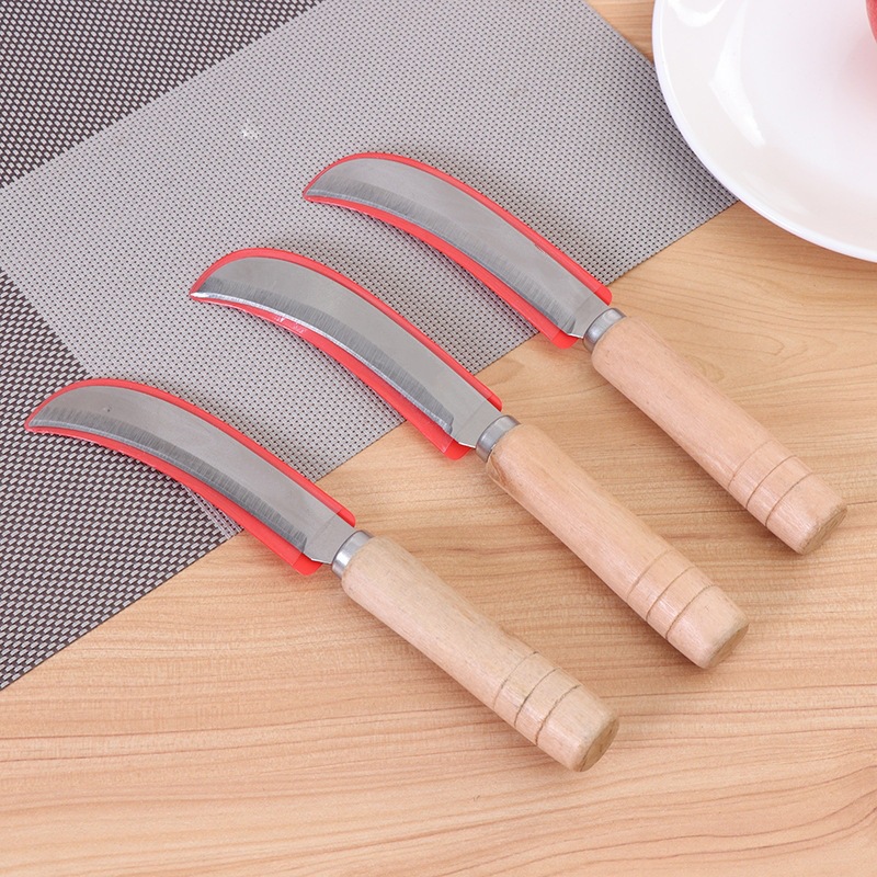 Yangjiang extended curved knife, stainless steel curved knife, wooden handle small curved knife, peeler, banana knife, fruit knife, small sickle Application Scenario