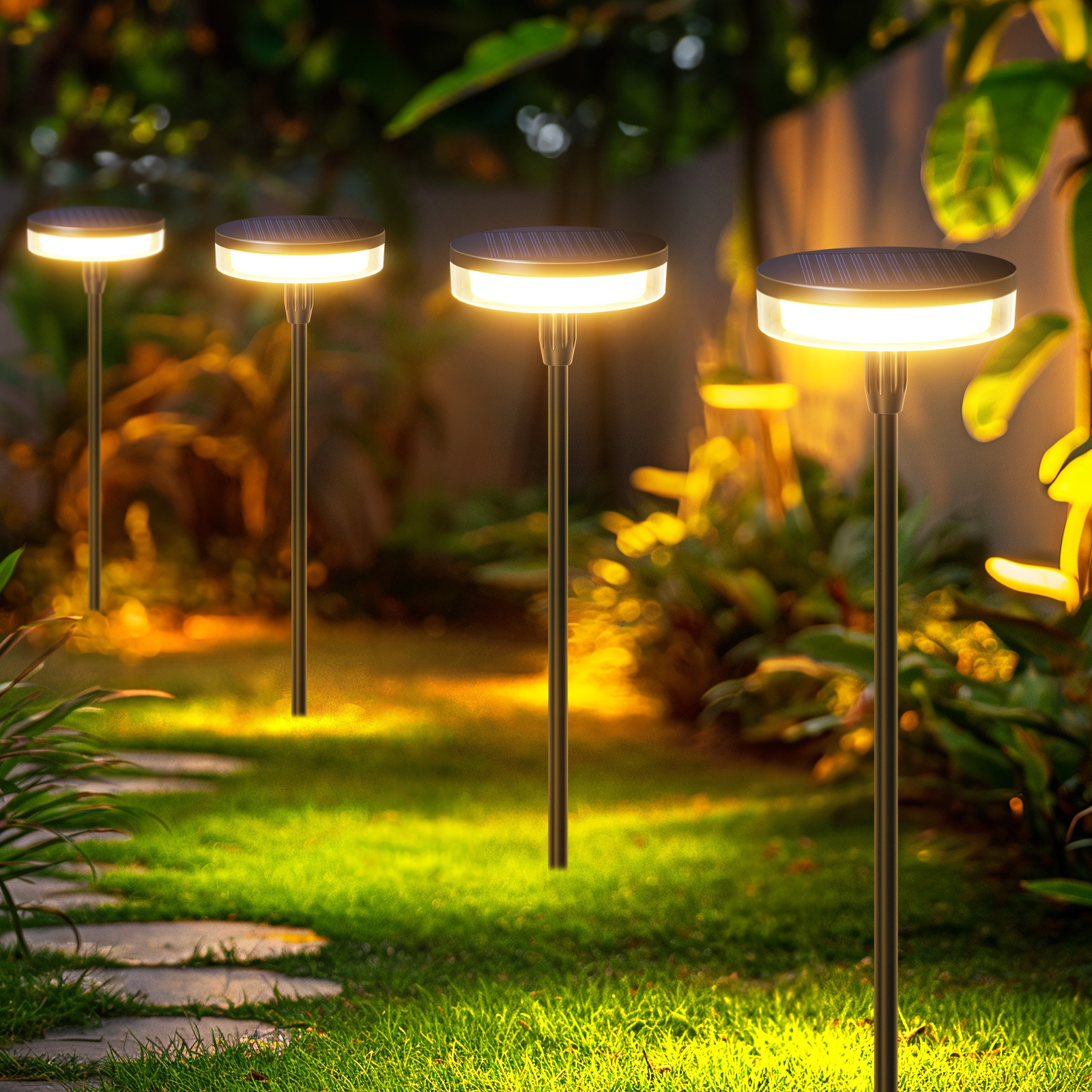 Cross-border solar waterproof lawn courtyard lights, garden large swing LED ground insert decorative lights, landscape villa lights full figure