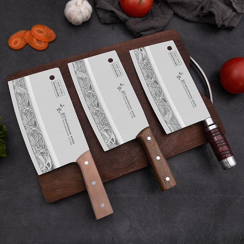 Longshui Qianhuang forged stainless steel kitchen knives, household slicing knives, restaurant chef knives, market meat cutting knives, kitchen knives details Picture