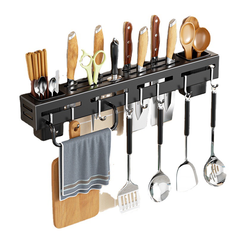 Knife rack storage rack, wall-mounted knife storage rack, multi-functional chopstick holder, kitchen non-drilling storage hanging rack, cross-border Item Picture