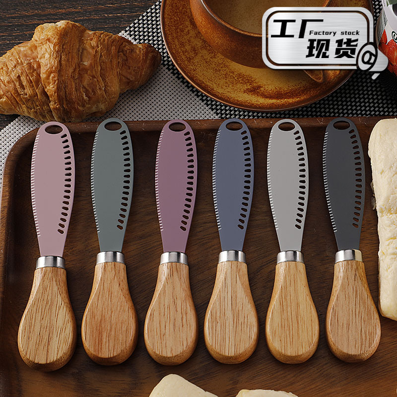 Cross-border in-stock stainless steel butter knife with holes, cheese knife, butter and cheese knife, bread jam knife, cream knife, spatula full figure