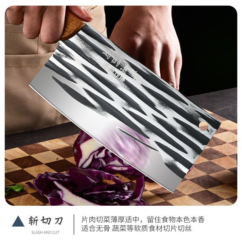 Manufacturer's in-stock Guangdong Yangjiang forged kitchen knife, 20 yuan for cutting vegetables and meat, street stall mode, traveling around the world, chopping and cutting dual-purpose knife Specification drawing