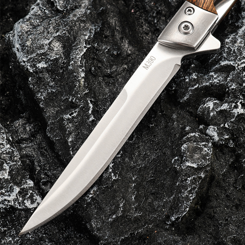 Multi-purpose outdoor camping quick-opening knife, stainless steel portable high-hardness folding knife, Damask pattern folding knife Application Scenario