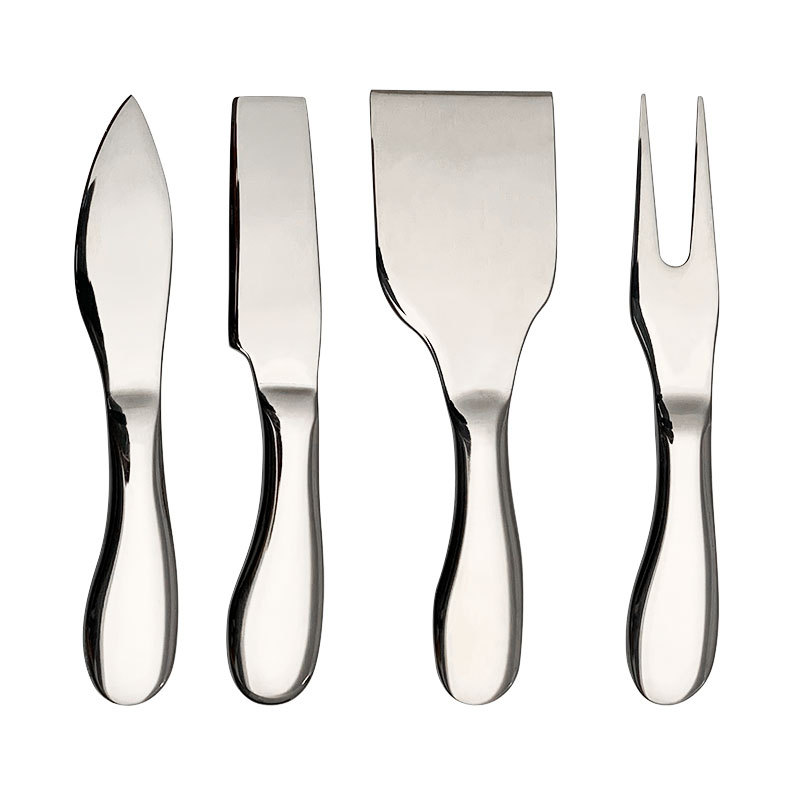 Cross-border stainless steel cheese knife and cheese knife gift box set, household butter knife, fork, sharp knife, spatula 4-piece set Item Picture