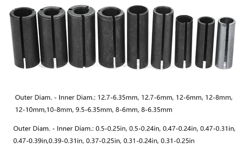 The 9PC sleeve rotary chuck is all black details Picture