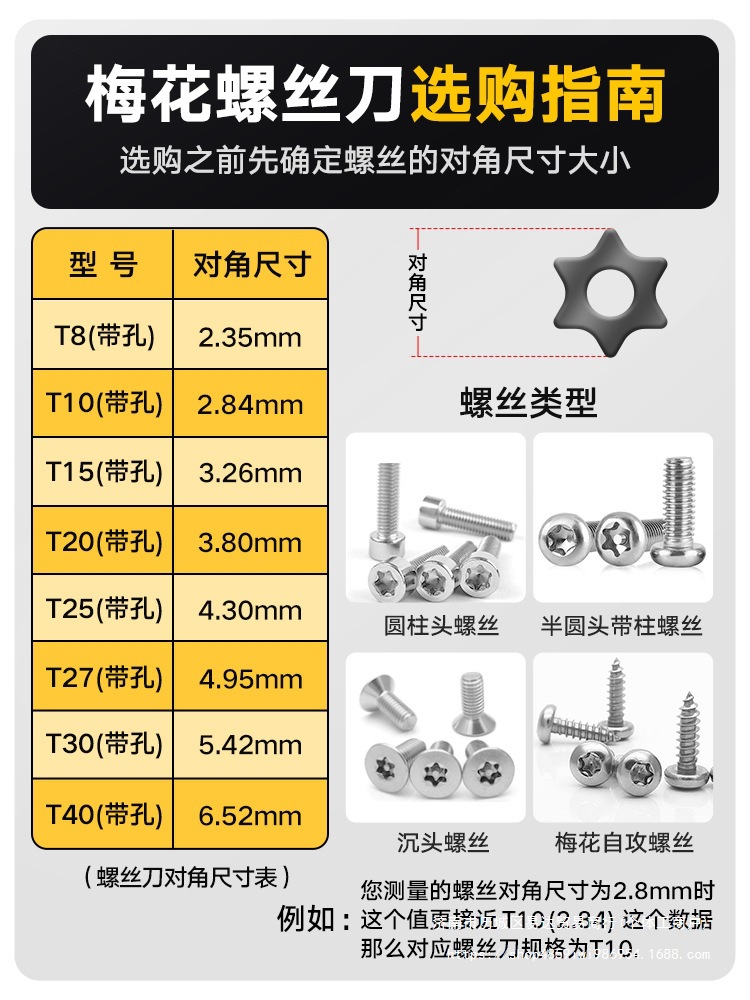 Deli T20 screwdriver, star-shaped hexagon socket T25, T30, T27, T15 screwdriver, cross-shaped T8, T10 flower-shaped screwdriver Item Picture