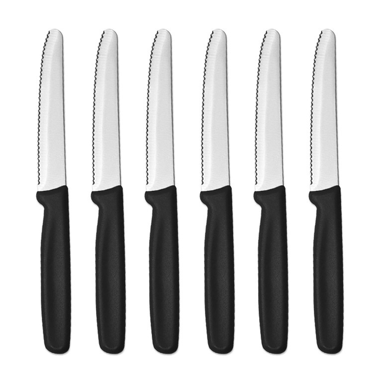 Wholesale steak knife PP with hanging, round handle, toothed Western food knife, restaurant and hotel steak knife, bread serrated toast knife full figure