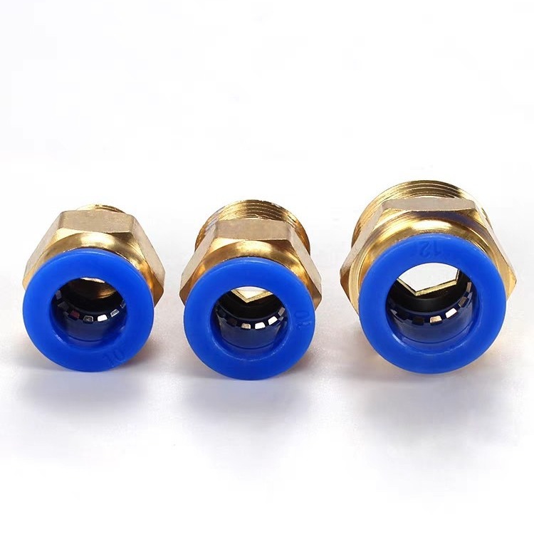 Pneumatic air pipe with threaded straight-through quick 304 stainless steel connector PL6-8-10-12-PC8-01-02 details Picture