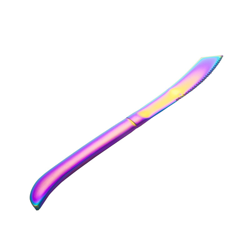Popular 304 stainless steel steak knife, household serrated butter knife, Western tableware, colorful creative butter knife Application Scenario