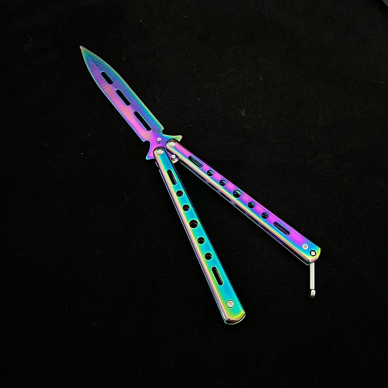 All-steel butterfly swing practice knife, outdoor folding CSGO butterfly training knife, fancy portable practice knife, unedged full figure