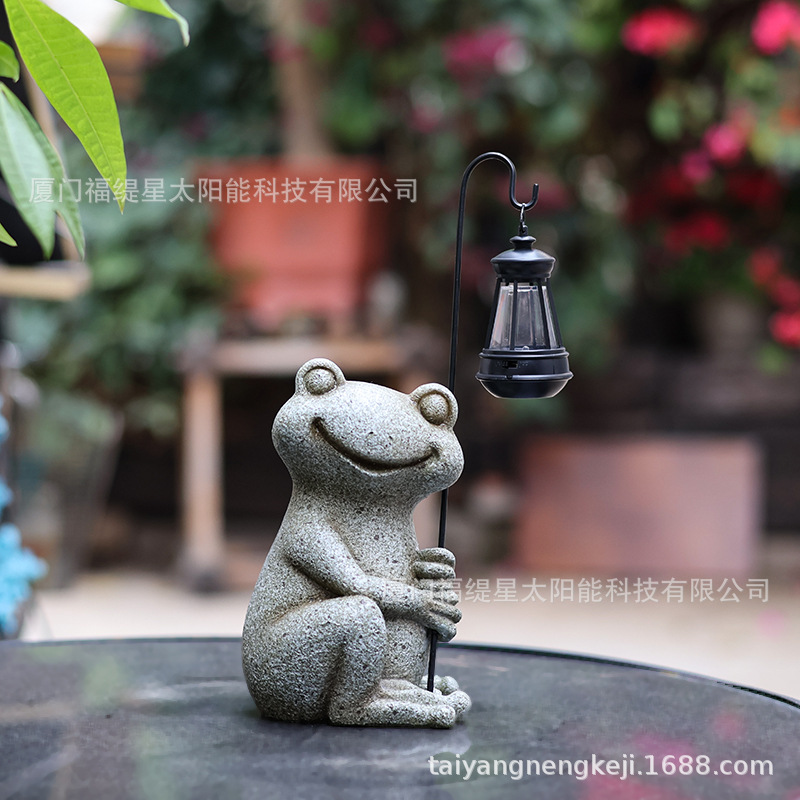 Cross-border frog garden decorative solar lamp, resin animal handicraft statue, outdoor courtyard lawn decorative lamp Specification drawing