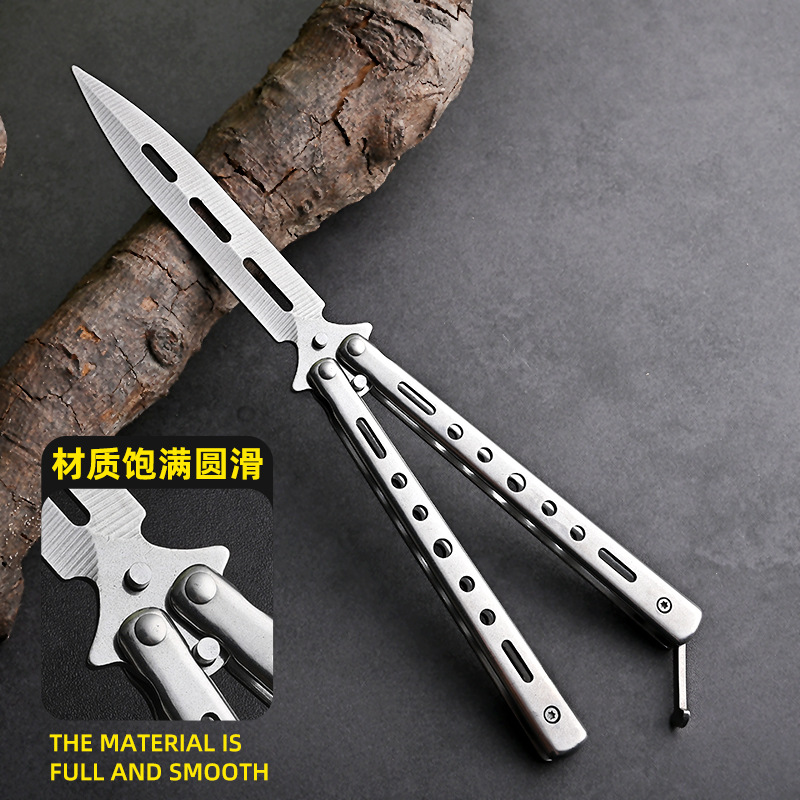 CSGO peripheral butterfly comb, uncut butterfly knife, all-steel folding knife, training hand-swinging fancy toys, playing with small knives Specification drawing