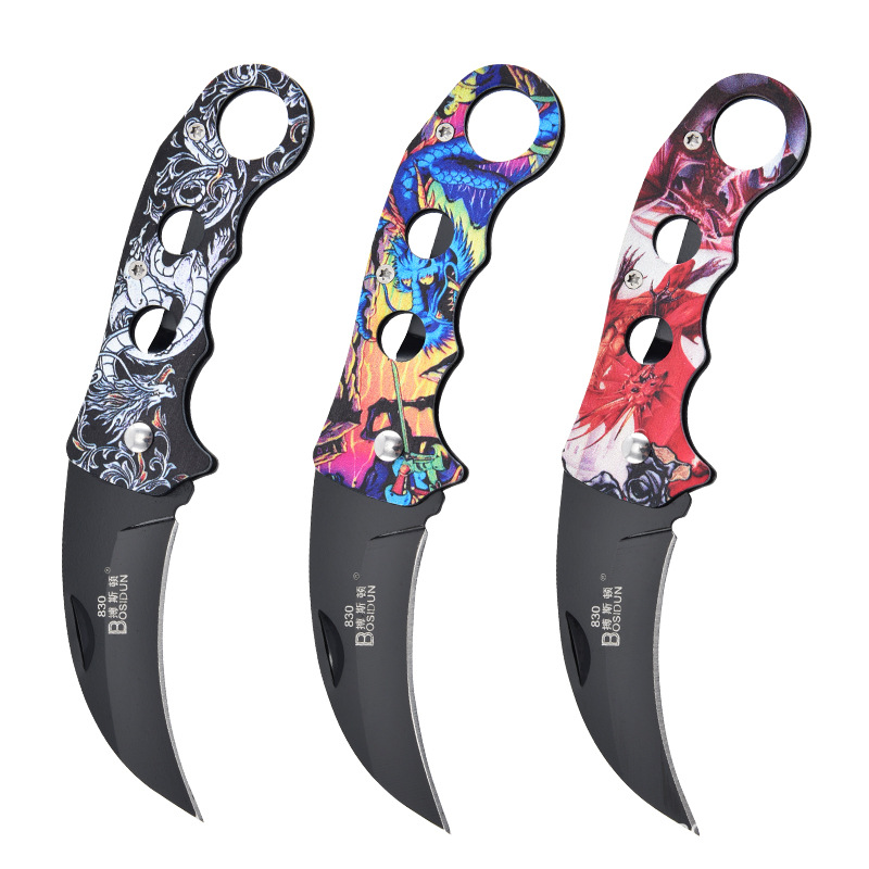 Factory direct sales supply of high-hardness outdoor folding knives, fruit knives, portable knives, camping survival knives and self-defense claw knives Item Picture