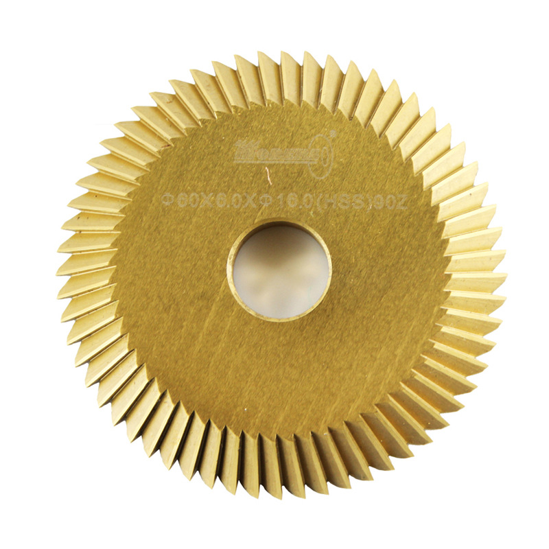 Wholesale of HSS high-speed steel cutting saw blades, single-sided tooth titanium-coated circular saw blades, cutting blades 60*6*16*90T Item Picture