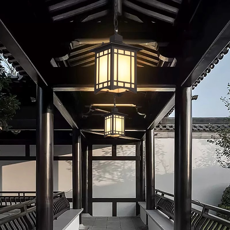New Chinese-style outdoor courtyard chandeliers, outdoor villa entrance gates, eaves, pavilions, retro lanterns, garden chandeliers Specification drawing