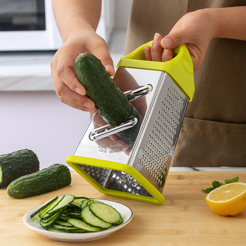 8-inch four-sided grater, multi-functional vegetable cutter, grater, kitchen slicer, grater, stainless steel grater Specification drawing