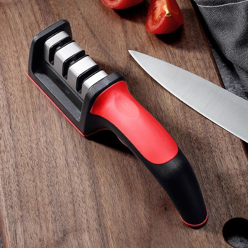 Household handheld three-section whetstone, kitchen small tools, multi-functional quick knife sharpener, knife sharpening tools factory wholesale full figure