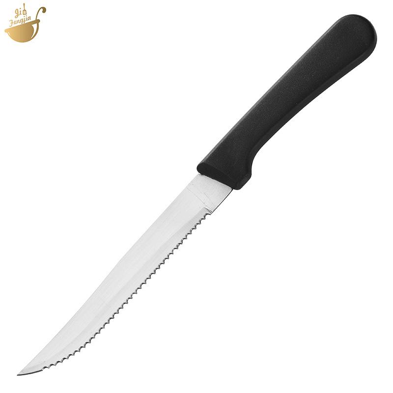 In stock: Stainless steel steak knife, black plastic handle steak knife, fine serrated steak knife, steak knife, Amazon details Picture