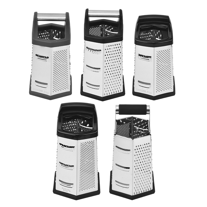 Factory wholesale six-sided 430 stainless steel grater, kitchenware, multi-functional fruit and vegetable grater, melon grater Item Picture