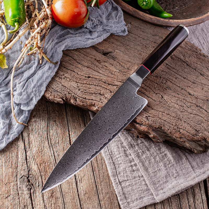 Master chef's knife, ox knife, Damascus steel VG10 cooking knife, slicing stainless steel, merchant's vegetable knives for cross-border trade full figure
