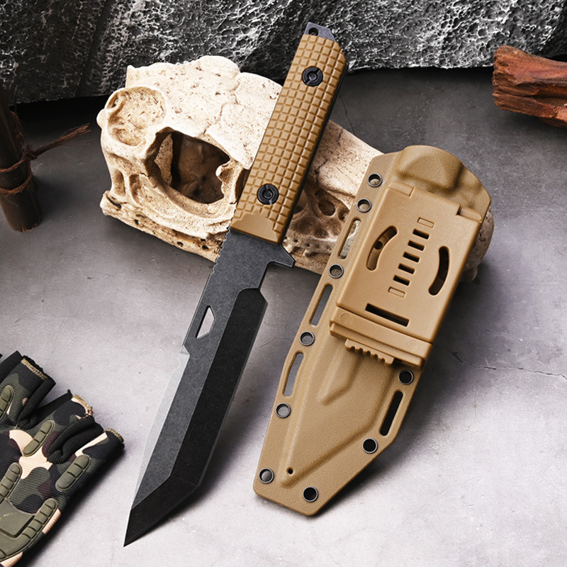"Advance Outdoor Straight Knife Camping Equipment Portable knife, one-piece keel fruit knife, desert color handle. undefined