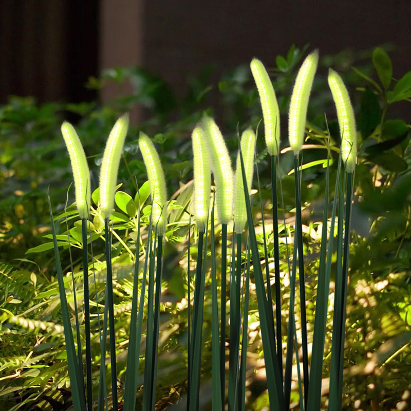 LED dogtail grass landscape lights, outdoor solar simulation flower lights, courtyard atmosphere, reed field insert lights Specification drawing