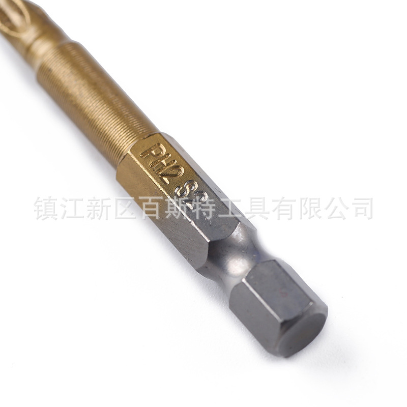 1/4 hexagonal handle titanium-coated anti-slip cross-head PH2 cross-head 50mm long screwdriver air screwdriver head Application Scenario