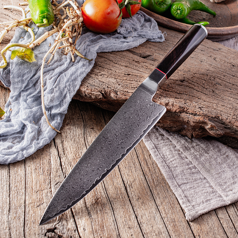 Master chef's knife, ox knife, Damascus steel VG10 cooking knife, slicing stainless steel, merchant's vegetable knives for cross-border trade Specification drawing