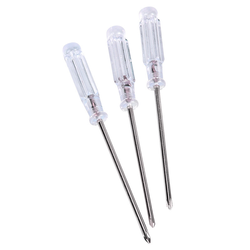 Crystal transparent 3mm cross-shaped flat-head small screwdriver, 120-long mini screwdriver, home appliance toy gift, small screwdriver full figure