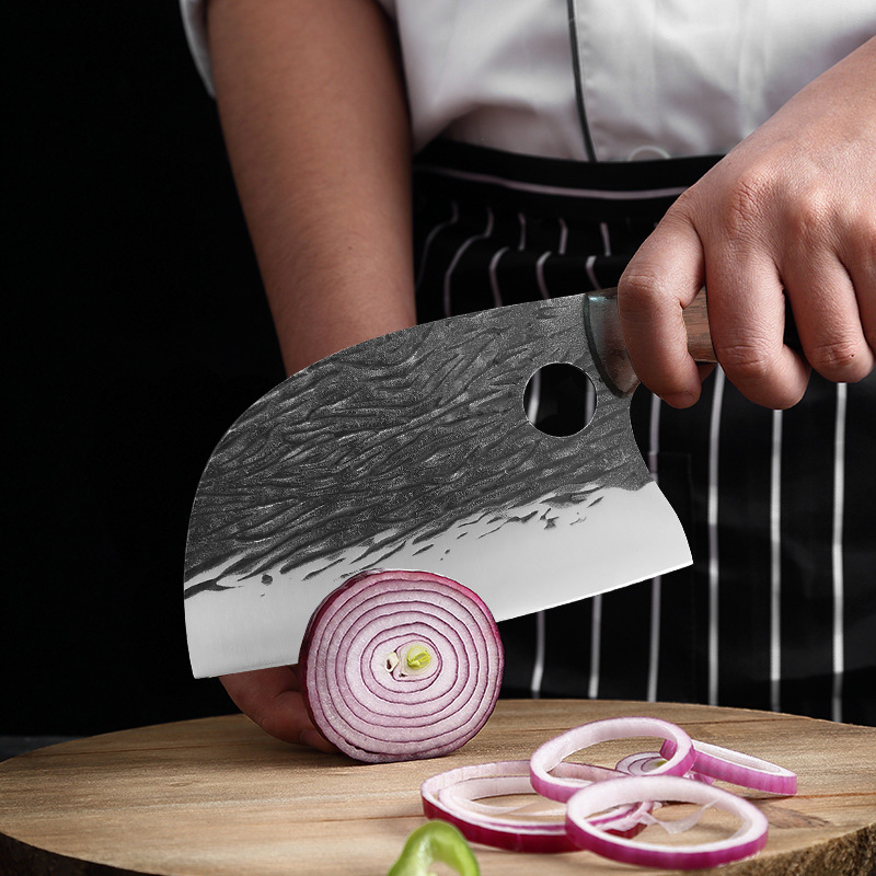 Cross-border household hand-forged ladies' small kitchen knife, meat slicing knife, traditional stainless steel chopping knife, chopping dual-purpose knife details Picture