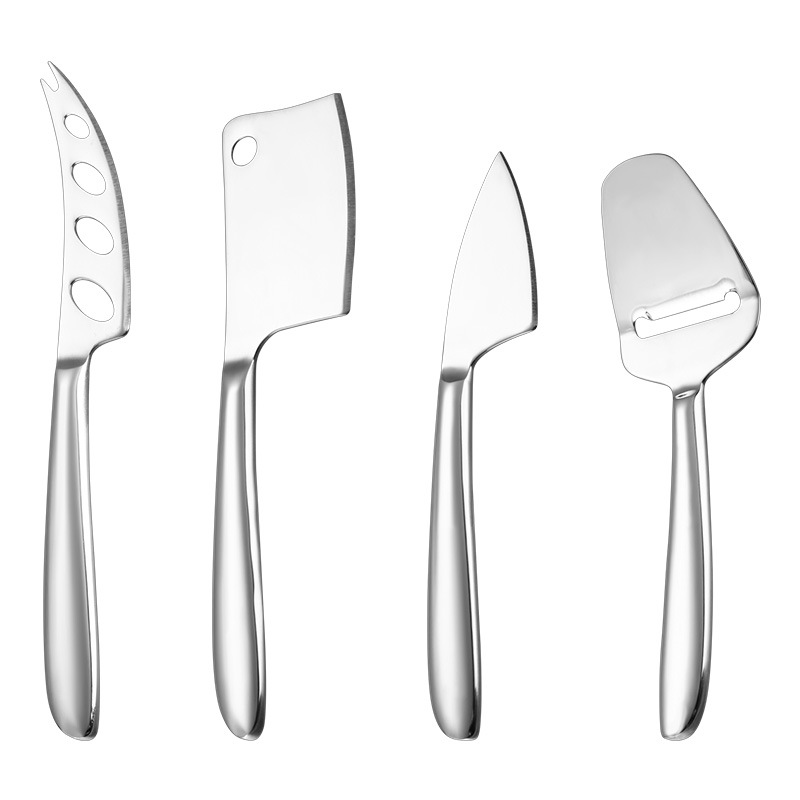 Stainless steel cheese knife, cake and cheese knife, four-piece set, multi-functional pointed knife, Western cuisine baking, bread, butter and butter knife Item Picture