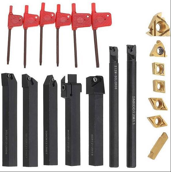 A 7-piece 12mm turning tool set, including 7 T8 Red Flag wrenches and 7 golden blades details Picture