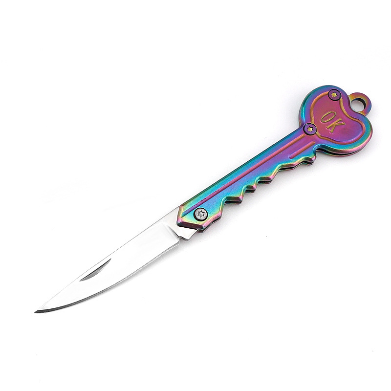 Pocket-sized portable OK key knife, outdoor hiking self-defense gift knife wholesale, AliExpress free gift undefined