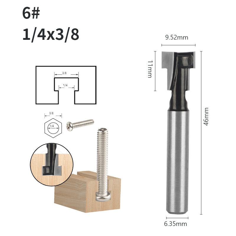 Keyhole knife, black keyhole knife, three-piece set, single and double edge T-shaped slot knife, photo frame hanging hole tool, woodworking milling cutter undefined