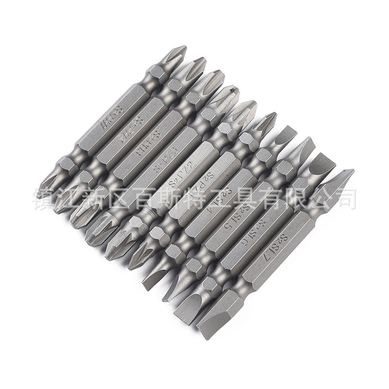 S2 alloy steel 10-piece set double-head cross flat-head screwdriver combination 65mm long PH2 electric screwdriver details Picture