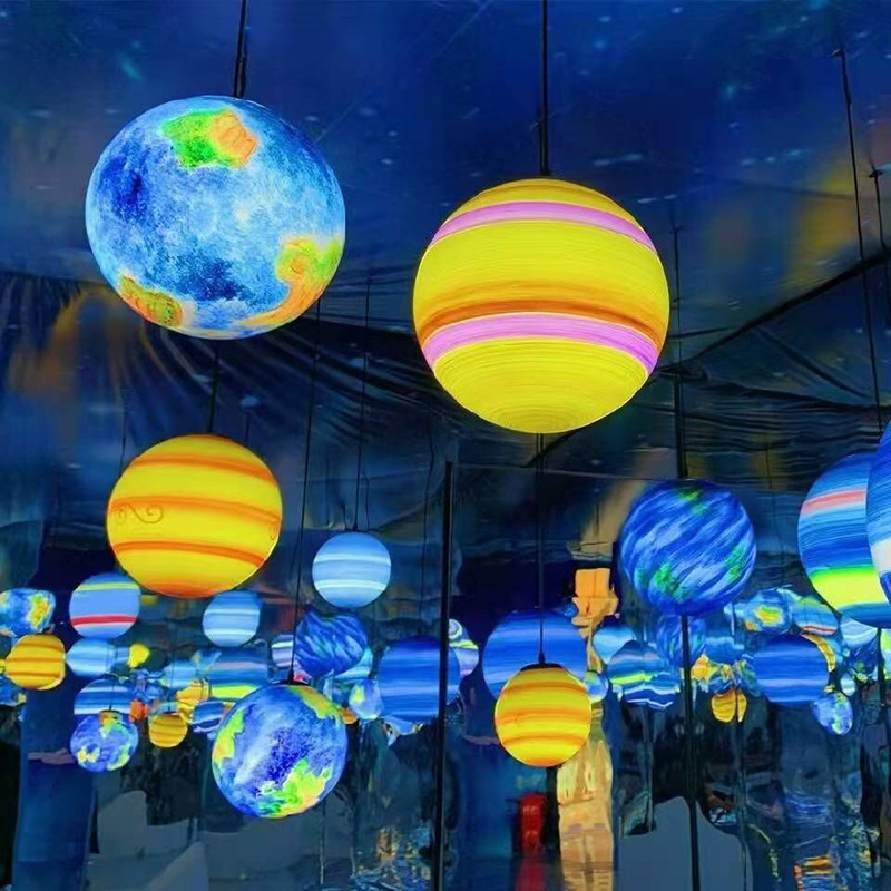 LED planet lights, popular chandeliers, starry sky decorative lights, landscape waterproof spherical creative lights, outdoor planet and moon lights Specification drawing