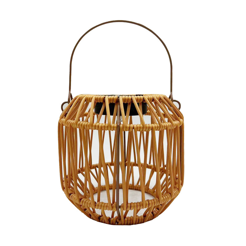 Solar-powered garden lamps, hanging lamps, outdoor atmosphere, garden balcony decoration, Chinese-style chandeliers, bamboo weaving and rattan lanterns Item Picture