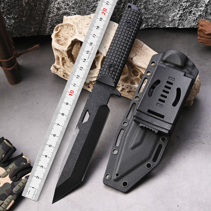 "Advance Outdoor Straight Knife Camping Equipment Portable knife, one-piece keel fruit knife, desert color handle. Application Scenario