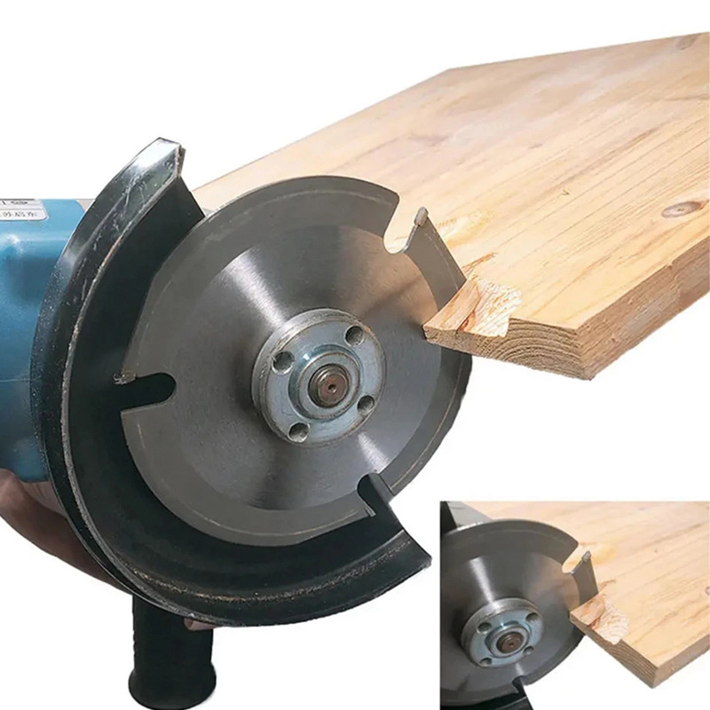 Three-tooth woodworking slotting blade, 4-inch hard alloy circular saw blade, six-tooth disc cutting blade, Angle grinder woodworking saw blade Application Scenario