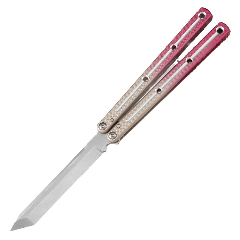 New outdoor butterfly knife siren Yangjiang Tsunami standard aluminum alloy one-piece handle multi-functional toy without sharp edges Item Picture