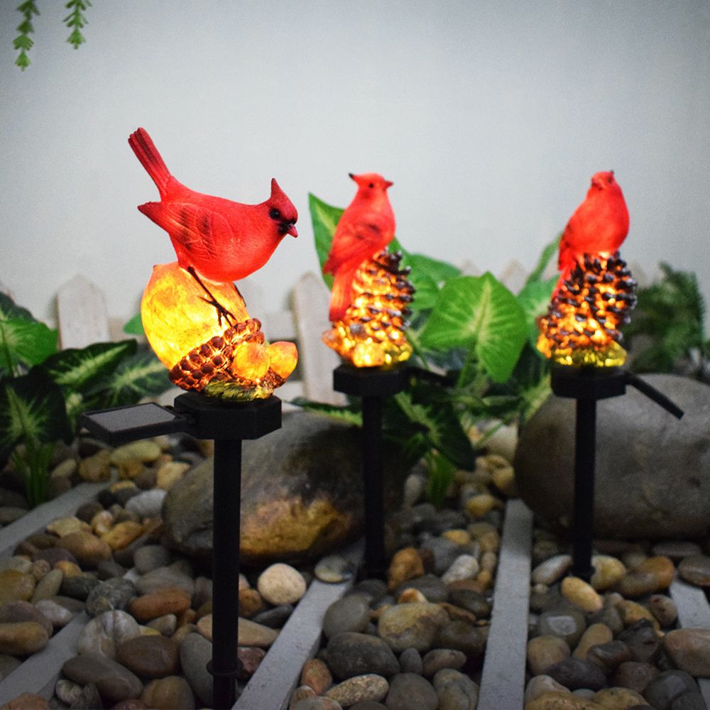 New solar resin garden Christmas bird cartoon courtyard decoration outdoor garden ground insert balcony landscape light full figure