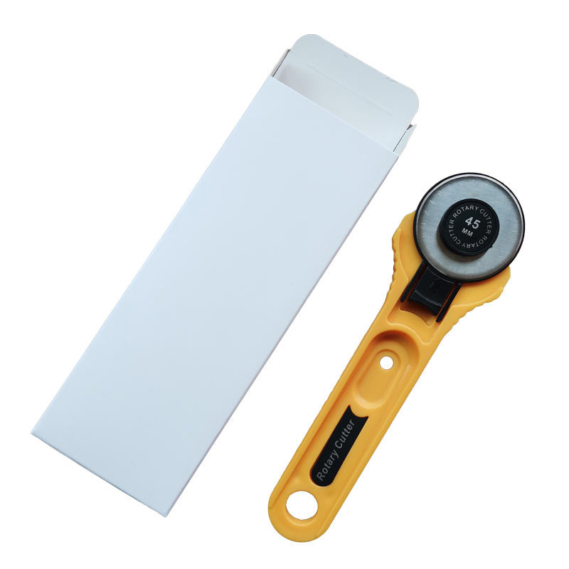 45mm straight handle carpet round knife, single box set, wavy lace, dotted line, sawtooth roller knife, easy-tear line for bills details Picture