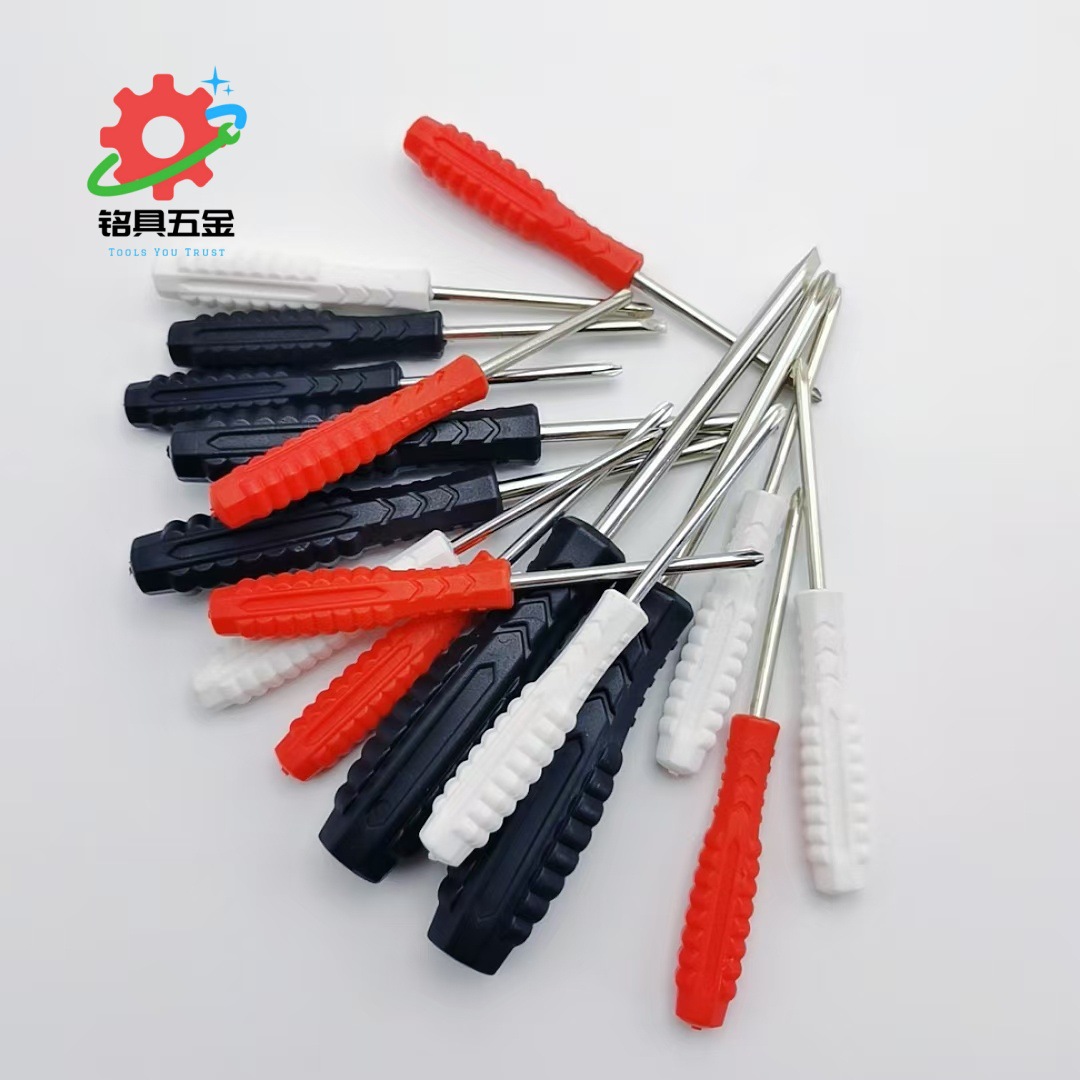 The magnetic flat-head cross-head screwdriver with black arrow is available for disassembling furniture, assembling toys, and delivering screws Item Picture