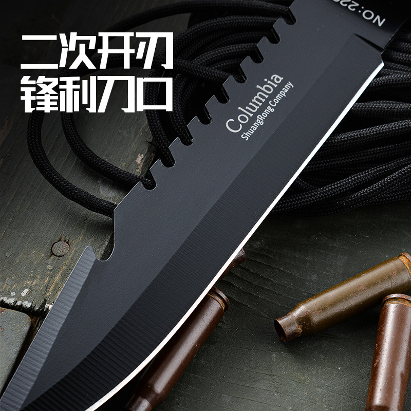Outdoor high-hardness multi-functional knife, stainless steel knife, outdoor camping knife, wilderness survival knife, portable knife straight details Picture