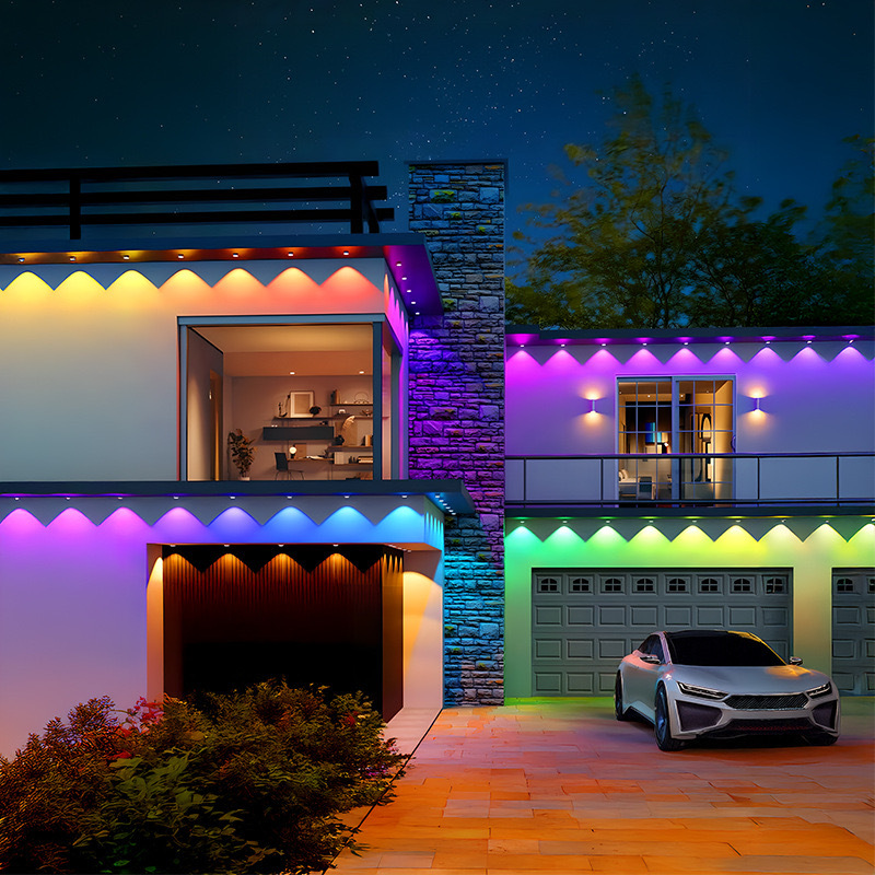 DIY cross-border new outdoor eave light LED smart waterproof RGB color-changing APP controlled outdoor lighting strip Specification drawing